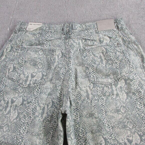 We The Free Jeans Womens 32 Snake Print Good Luck Barrel Wide Leg Pants NEW - Picture 6 of 15